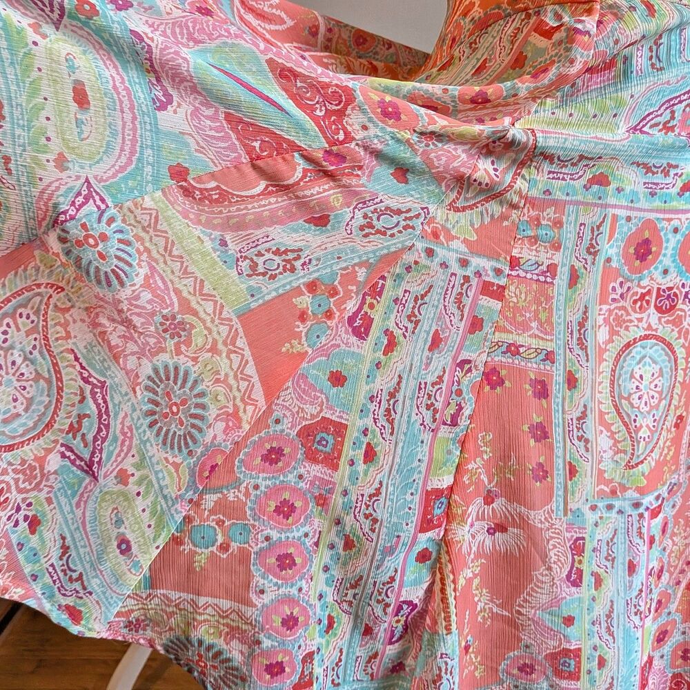 Vintage Y2K Cato Floral Midi Skirt Pink Paisley Fairycore Flutter Plus Size 16 - Picture 7 of 13